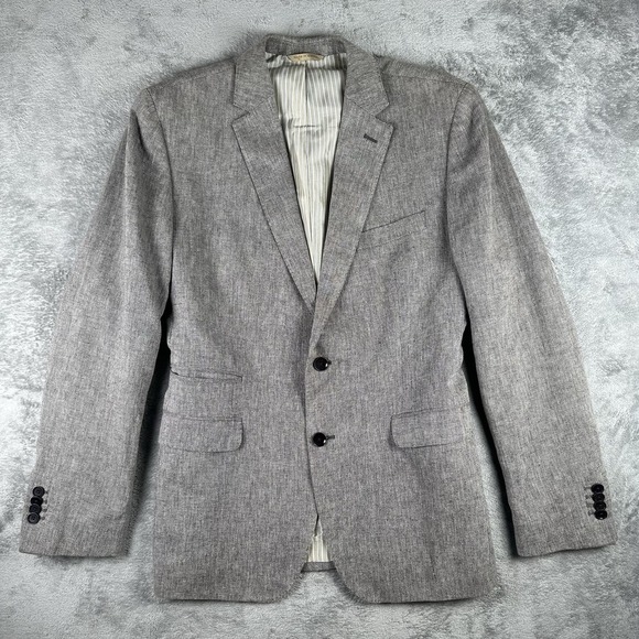 Banana Republic Heritage Men's 40S Gray Linen Cotton Sport Coat Blazer Jacket - Picture 1 of 16